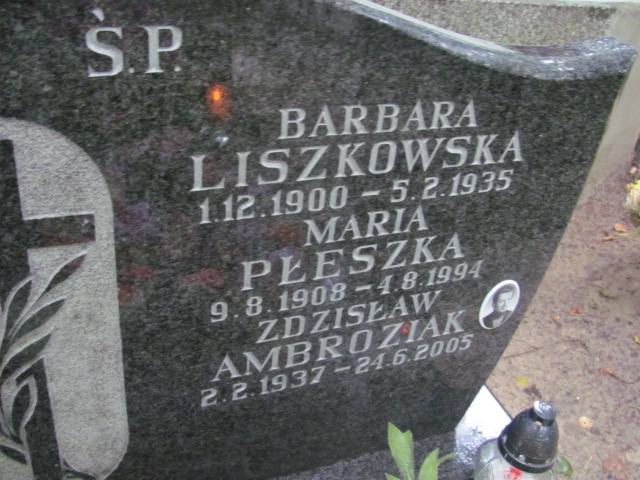 Barbara LISZOWSKA 1900 Gdynia - Grobonet - Wyszukiwarka osób pochowanych