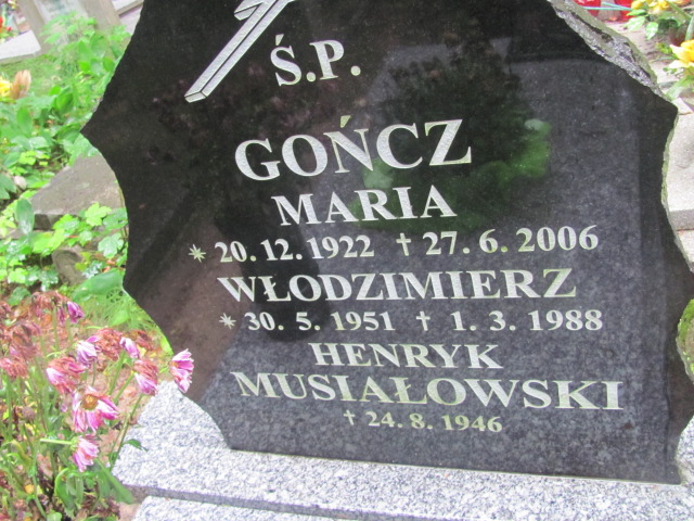 Maria GOŃCZ 1922 Gdynia - Grobonet - Wyszukiwarka osób pochowanych