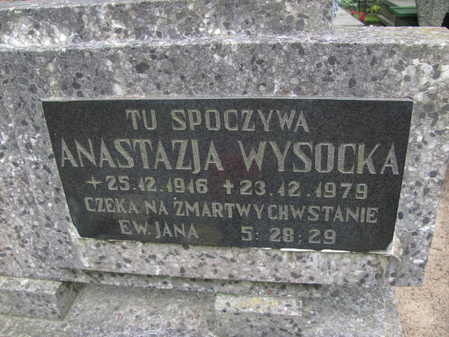 Anastazja WYSOCKA 1916 Gdynia - Grobonet - Wyszukiwarka osób pochowanych