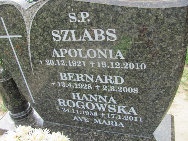 APOLONIA WERONIKA SZLABS 1921 Gdynia - Grobonet - Wyszukiwarka osób pochowanych