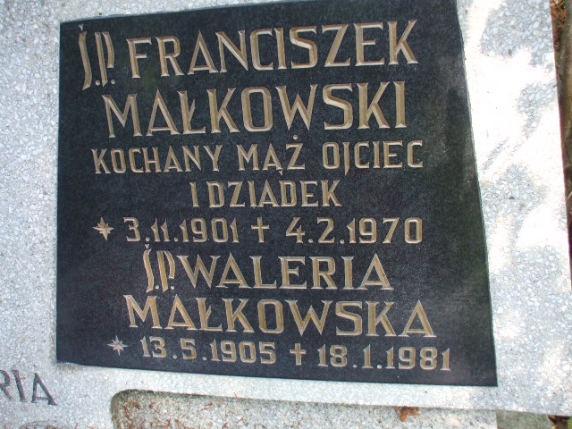 Franciszek MAŁKOWSKI 1901 Gdynia - Grobonet - Wyszukiwarka osób pochowanych