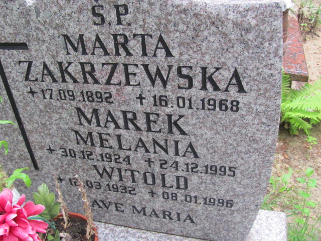 Marta ZAKRZEWSKA 1892 Gdynia - Grobonet - Wyszukiwarka osób pochowanych