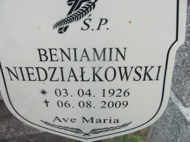 Beniamin NIEDZIAŁKOWSKI 1926 Gdynia - Grobonet - Wyszukiwarka osób pochowanych