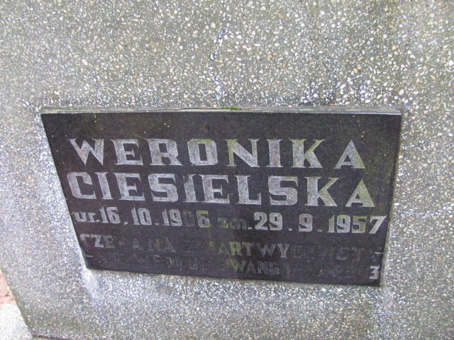 Weronika CIESIELSKA 1906 Gdynia - Grobonet - Wyszukiwarka osób pochowanych