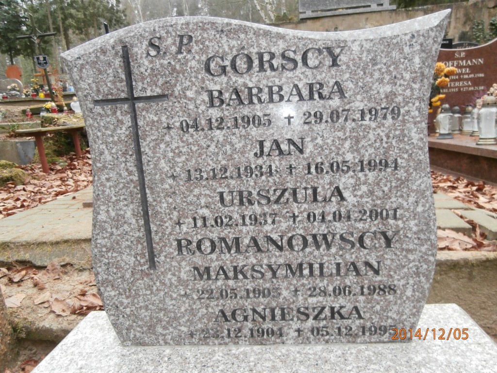Urszula Jadwiga GÓRSKA 1937 Gdynia - Grobonet - Wyszukiwarka osób pochowanych