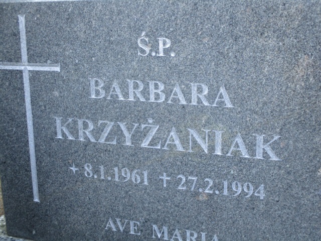 Barbara KRZYŻANIAK 1961 Gdynia - Grobonet - Wyszukiwarka osób pochowanych